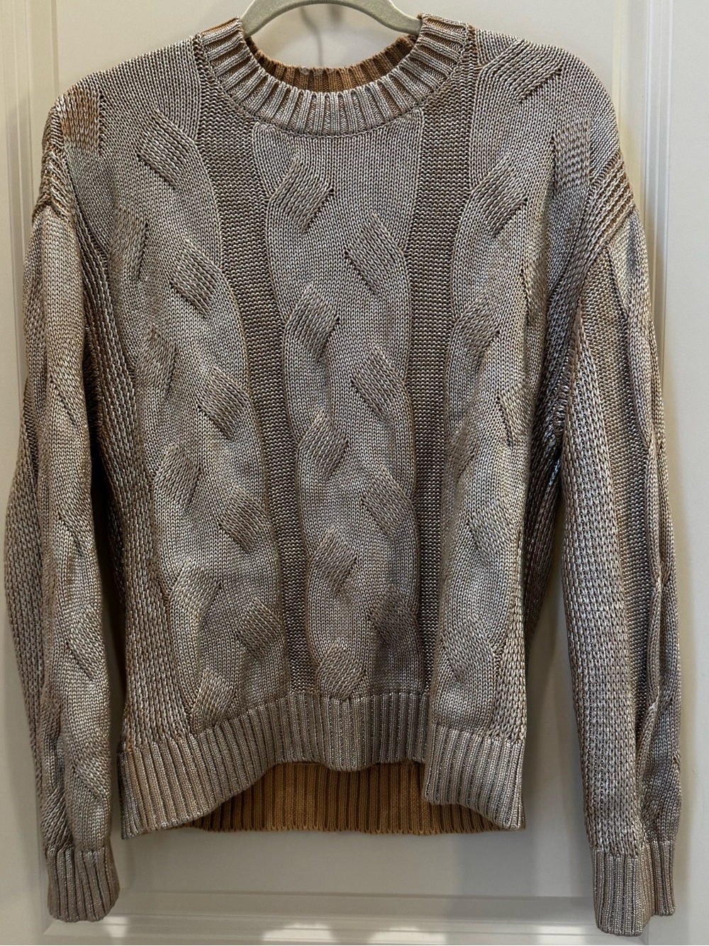 pistola Beige Cable-Knit Crewneck Sweater